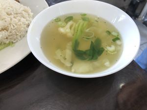 Soup comes with 
Wheat gluten, lemongrass, turmeric (Mi Can Sa Nghe)   at Veggie Garden in Orlando