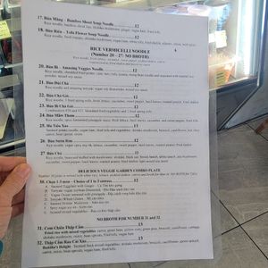 Back menu at Veggie Garden in Orlando