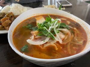 Bun Hue (spicy delicious noodle soup) at Veggie Garden in Orlando