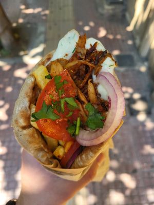 Greek Mushroom Gyros at Mama Tierra - Acropolis in Athens