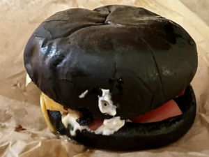 Beyond Meat burger with optional bacon   at Mama Tierra - Acropolis in Athens