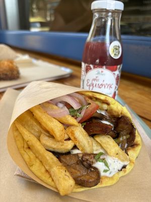 Vegan gyros (mushroom-based), probably the best I tried in Athens  at Mama Tierra - Acropolis in Athens