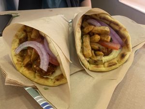 ‘Chicken’ souvlaki   at Mama Tierra - Acropolis in Athens