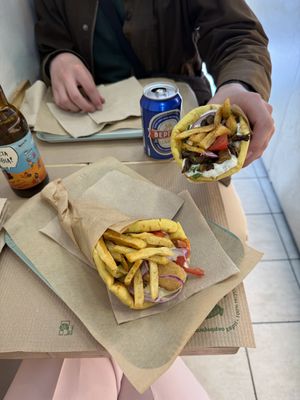 mushrooom & chicken gyros  at Mama Tierra - Acropolis in Athens