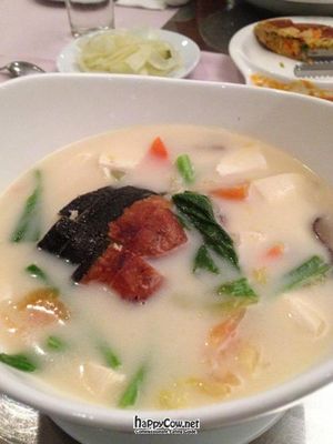 Vegetarian Fish Head noodles with mock fish meat made from soya, potatoes and mushroom at Kechara Oasis - Viva Home in Kuala Lumpur