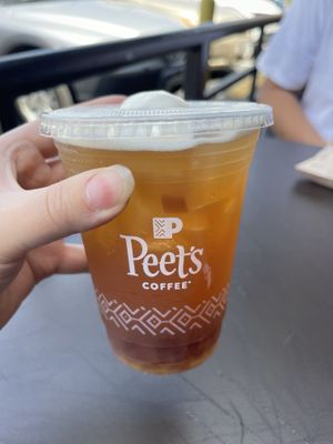 yuzu refresher with seasonal brown sugar jelly (the jelly is vegan! and most of the seasonal drinks are vegan too!)   at Peet's Coffee in San Diego