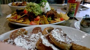 French toast and nachos! at Mother's Market Kitchen in Brea