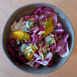 Endive orange salad at plant. in Luzern