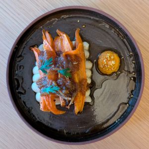 Roasted carrots with homemade cashew cheese at plant. in Luzern