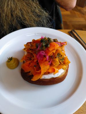 Smoked Carrot toast for brunch at plant. in Luzern