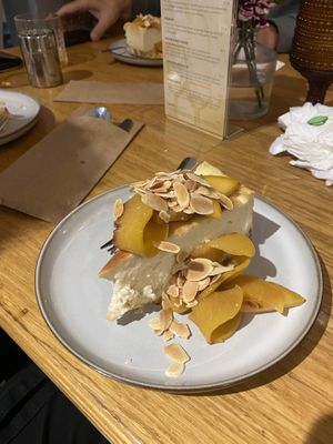 vegan cheesecake with peaches   at Owca Cała in Poznan