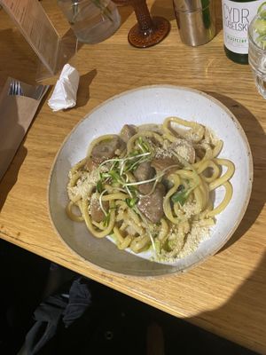 amaaaaaaazing wild and seasonal mushroom pasta   at Owca Cała in Poznan