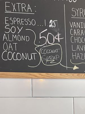 Plant milks   at Deans Coffee Co in Pearl River