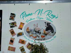 Clearly vegan for the right reasons! at Flame-N-Ray's in Eugene