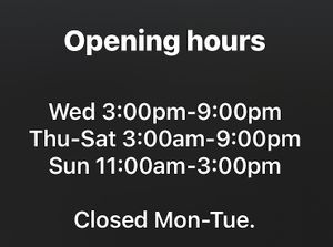 I believe the middle line should be 3pm rather than 3am.   at Tierra Taco in Mexicali