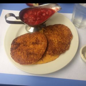 Pancakes with strawberry compote  at The Green Table in Palm Harbor