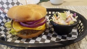 Impossible burger and cole slaw! at The Green Table in Palm Harbor