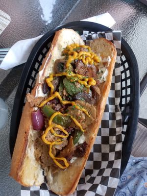 Philly Cheese steak with mushrooms peppers and onions at The Green Table in Palm Harbor
