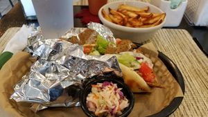 Seitan Gyro with fries at The Green Table in Palm Harbor