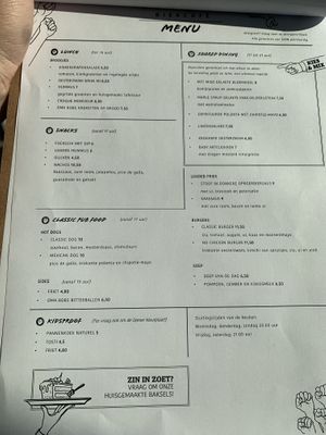 The menu  at Oproer Brouwerij Biercafé in Utrecht