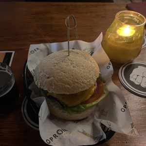 Double burger   at Oproer Brouwerij Biercafé in Utrecht