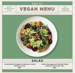 Menu at Patio at Emquartier in Bangkok