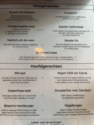 Menu  at Bloem in Ede