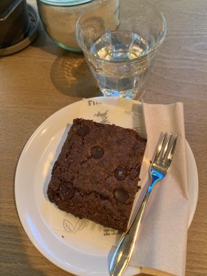 Zucchini brownie  at LUSH Cafe in Munich
