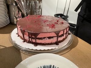 Delicious chocolate raspberry cake- all baked goods are from nearby bakery Siggis!  at LUSH Cafe in Munich