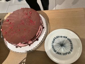 Delicious chocolate raspberry cake- all baked goods are from nearby bakery Siggis!  at LUSH Cafe in Munich