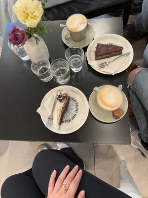 cappuccino, nougat tarte  at LUSH Cafe in Munich