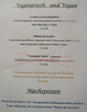 Vegan options (16.04.2022). at Gasthaus-Pension Sonnenhof in Ulrichsberg