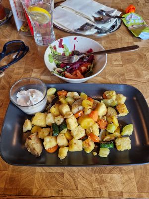 Rosted dumplings with veggies at Gasthaus-Pension Sonnenhof in Ulrichsberg