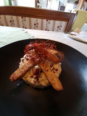 Eierschwammerrisotto mit veganen Pilzfunghi at Gasthaus-Pension Sonnenhof in Ulrichsberg