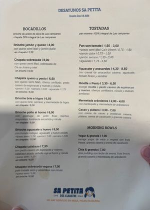 Menu 1/2  at SA PETITA DES CLAUSTRE in Menorca