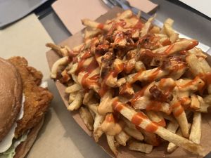 Bacon fries   at Rhino Vegan Beat in Mykonos