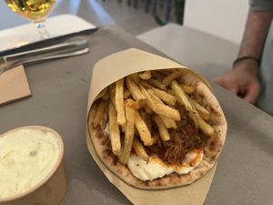 Greek wrap  at Rhino Vegan Beat in Mykonos