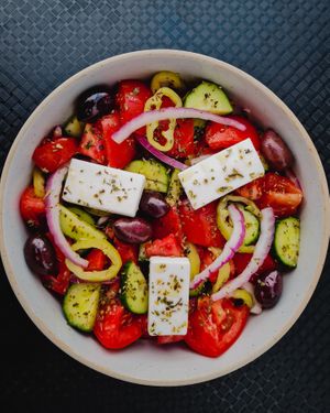 Greek Salad at Rhino Vegan Beat in Mykonos