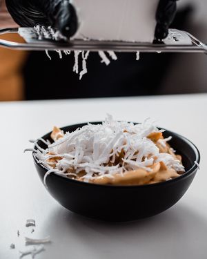 Cheesy!!
Cheddar sauce, white shredded cheese... at Rhino Vegan Beat in Mykonos