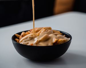 Melting vegan cheddar cheese...!!!!  at Rhino Vegan Beat in Mykonos