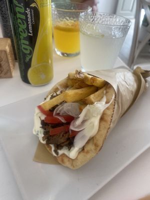 Greek Souvlaki Wrap  at Rhino Vegan Beat in Mykonos