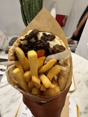Gyros with mushrooms  at Rhino Vegan Beat in Mykonos