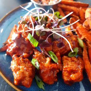 Homemade jerk fake chicken at Whagwanyard in Leicester