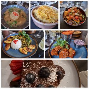 Stew peas and rice
Mac n veeze
Breadfruit and plantain 
Ackee
Chckn n sweet potato fries
Cocoa and Plantain cake  at Whagwanyard in Leicester