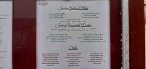 Vegetarian part of the menu (November 2024) at Cafe Mango in Fort William