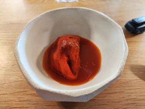 Sweet pepper with fermented peach at Magdalena in Rickenbach