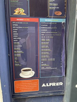 Drinks menu  at Alfred in Istanbul