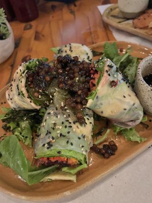 Vegan summer rolls  at Maré Comida Com Vida in Fernando De Noronha