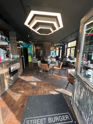 Downstairs interior  at Gordon Ramsay Street Burger in North London