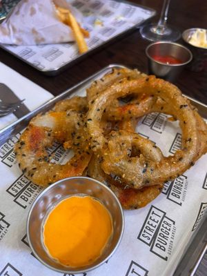 onion rings  at Gordon Ramsay Street Burger in North London